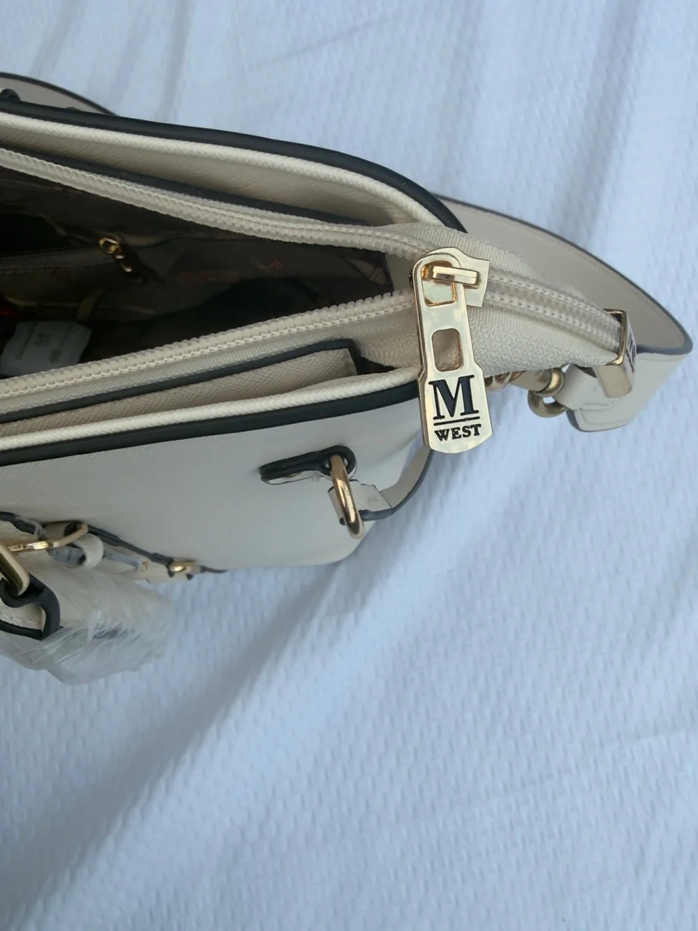 Montana West Cream Satchel with Gold Hardware